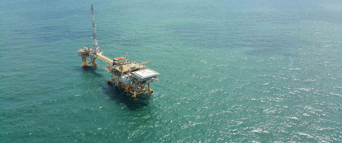 oil and gas platform on the ocean