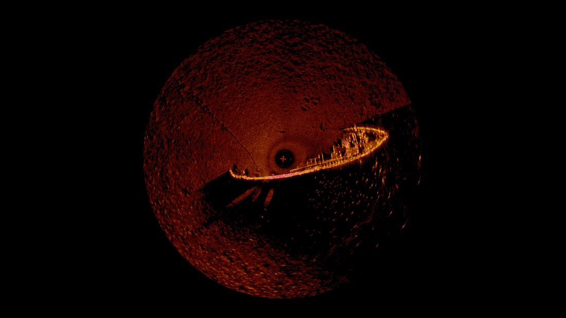 Sector Scanning sonar image of the remains of JA Bisso (1953) captured by SCAMP