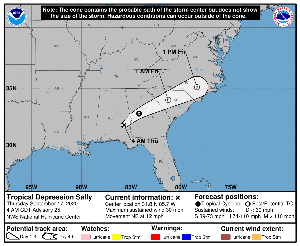 National Hurricane Center Cone Map for Tropical Depression Sally-9-17-2020-4am
