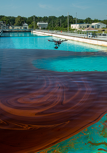 Infrared sensor detecting oil and measuring oil slick thickness from an Unmanned Aerial Vehicle tested at Ohmsett. (BSEE project 1079)