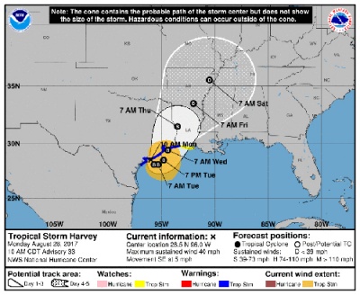 NHC Harvey Status Update 8-28-2017