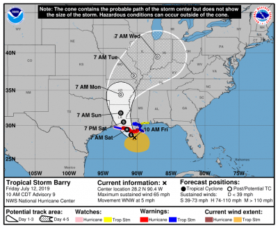BSEE Gulf of Mexico Tropical Storm Barry Activity Statistics: July 12, 2019
