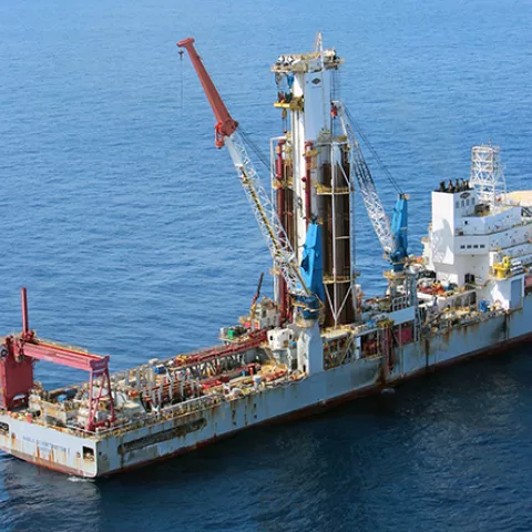 photo of the Noble Globetrotter drillship managed by drilling contractor Noble Corp.