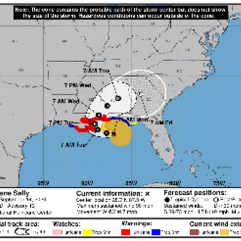 Hurricane Sally cone map