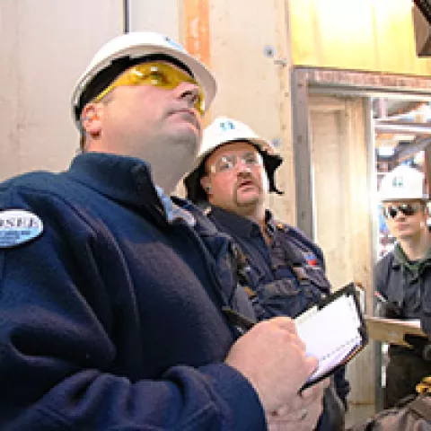 Michael Jordan records data to ensure safety devices actuate at the required pressure and hold within allotted timeframes during an inspection at Northstar.