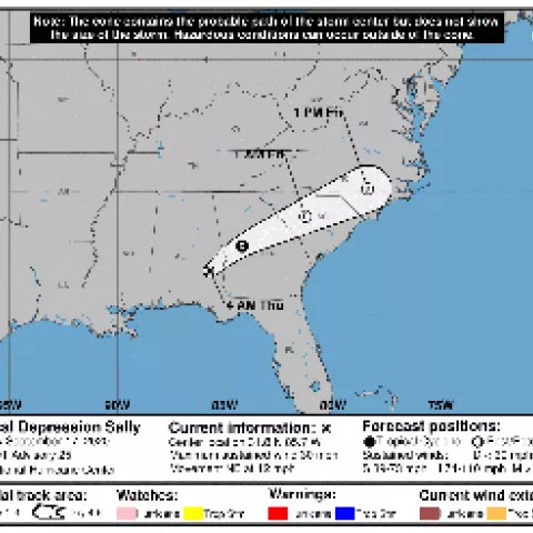 Tropical Storm Sally cone map