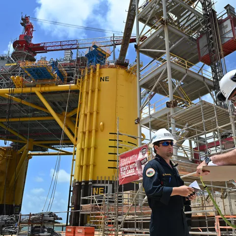 BSEE personnel conducted a pre-production inspection of the Shell platform Vito at Kiewit shipyard in Ingleside, Texas May 10-12, 2022. 