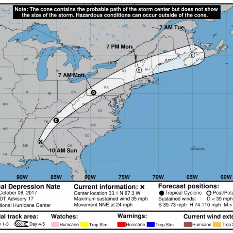 BSEE Tropical Storm Nate Activity Statistics: October 11, 2017