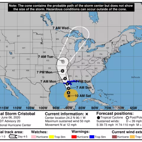 BSEE Monitors Gulf of Mexico Oil and Gas Activities in Response to Tropical Storm Cristobal 