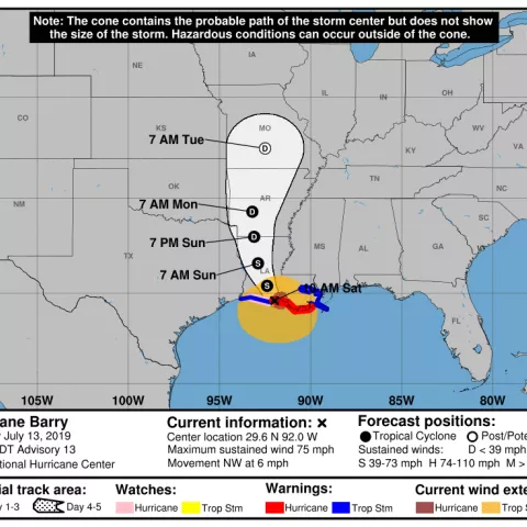 BSEE Gulf of Mexico Hurricane Barry Activity Statistics: July 13, 2019