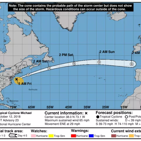 BSEE Reports Tropical Storm Michael Activity Statistics: Oct. 12, 2018
