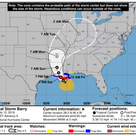 BSEE Gulf of Mexico Tropical Storm Barry Activity Statistics: July 12, 2019