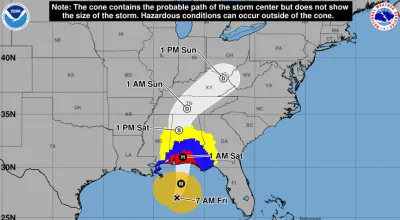 Thumb of NOAA probable path info for hurricane Isaias