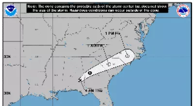 NHC Tropical Depression Sally cone map 
